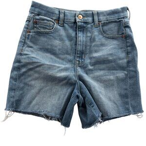 American Eagle Womens Jean Shorts Size 4 Curvy Super Hi-Rise Shortie Blue Denim